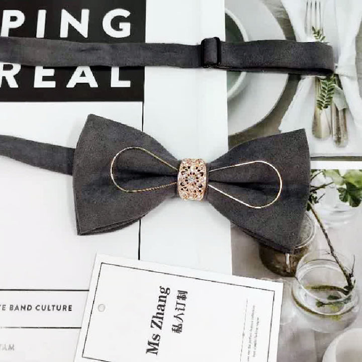 Pajarita para traje de novio formal con decoración dorada para hombre