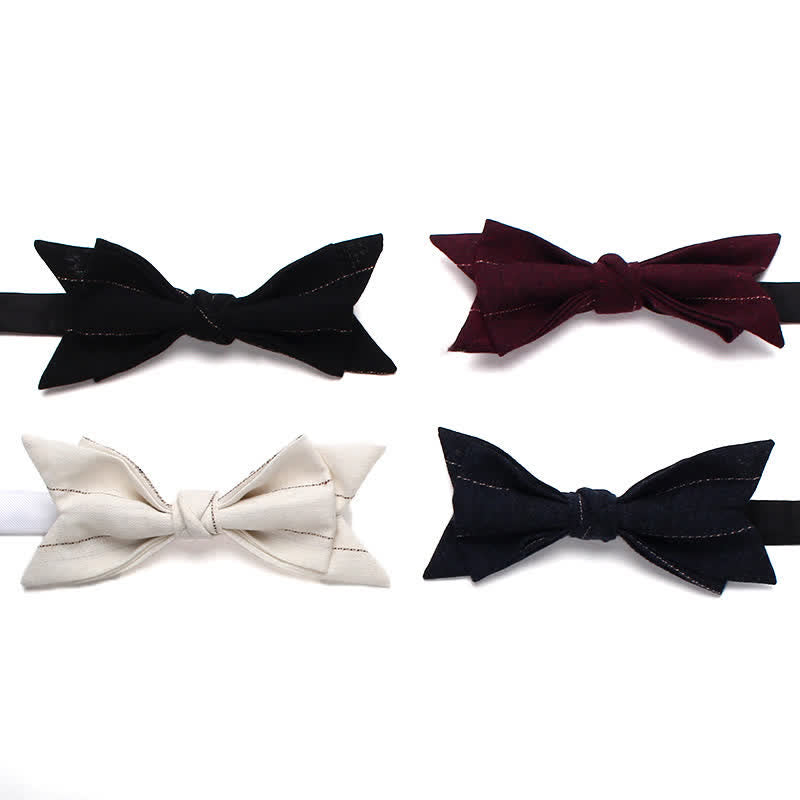 Pajarita de boda informal con rayas y forma puntiaguda para hombre