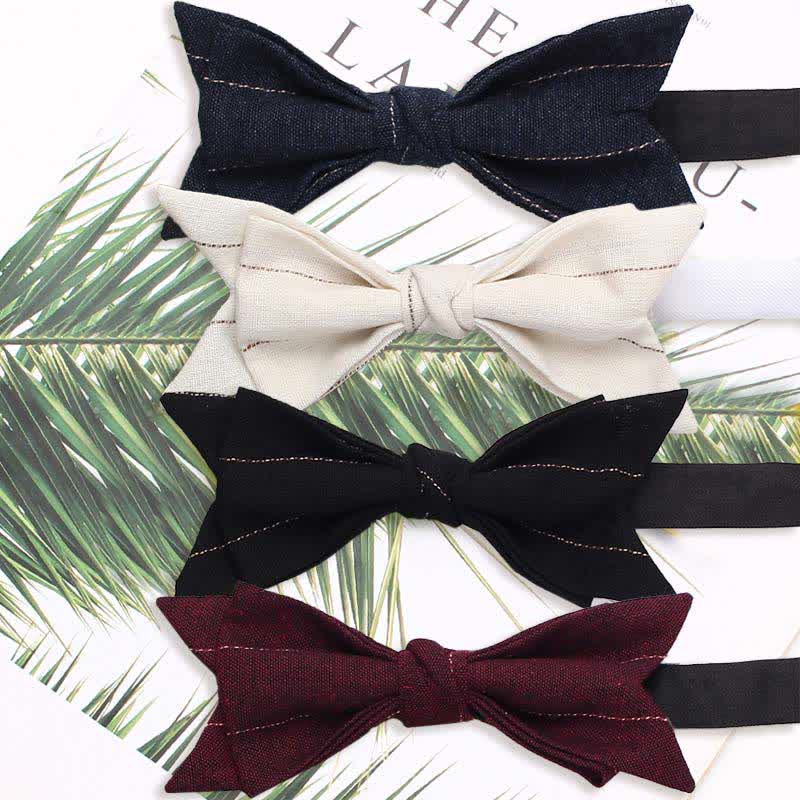 Pajarita de boda informal con rayas y forma puntiaguda para hombre