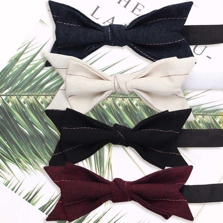 Pajarita de boda informal con rayas y forma puntiaguda para hombre