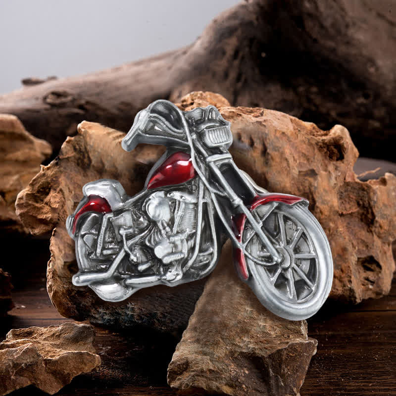 Cinturón de cuero con hebilla de motocicleta para hombre, hecho a mano