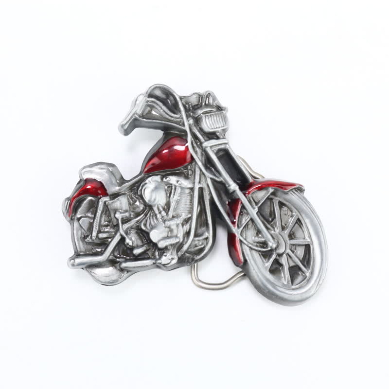 Cinturón de cuero con hebilla de motocicleta para hombre, hecho a mano