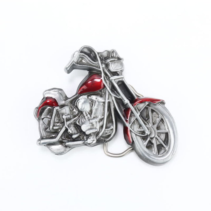 Cinturón de cuero con hebilla de motocicleta para hombre, hecho a mano