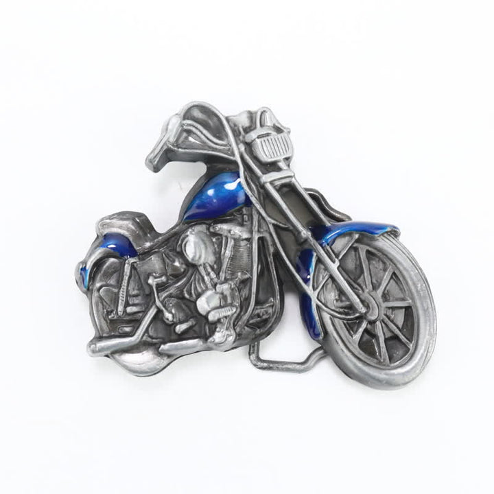 Cinturón de cuero con hebilla de motocicleta para hombre, hecho a mano