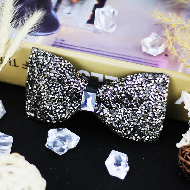 Pajarita de lujo con cuentas de cristal y diamantes de imitación para hombre