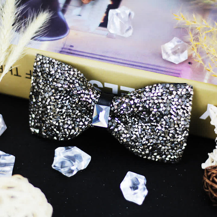 Pajarita de lujo con cuentas de cristal y diamantes de imitación para hombre