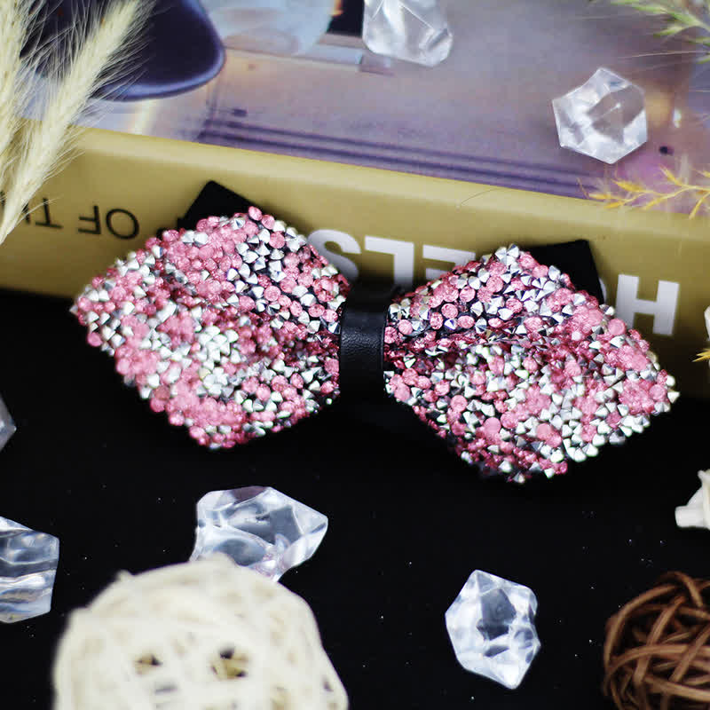 Pajarita puntiaguda de doble capa con brillantes diamantes de imitación para hombre