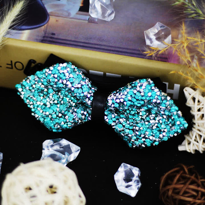 Pajarita puntiaguda de doble capa con brillantes diamantes de imitación para hombre