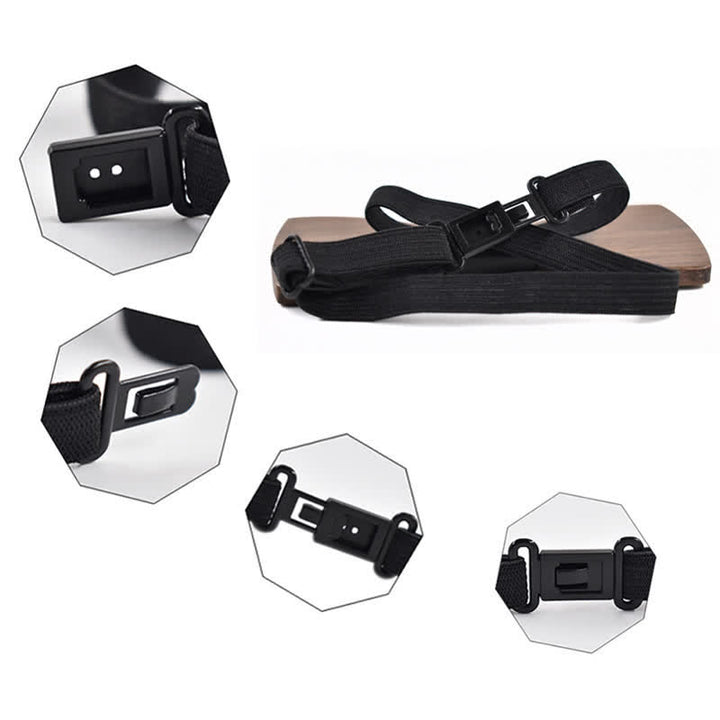 Pajarita de madera con grabado de flores de lujo para hombre