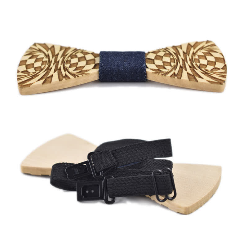 Pajarita de madera con estampado de grabado creativo para hombre.