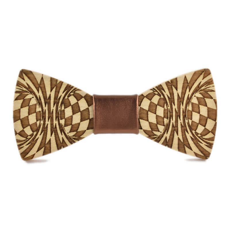 Pajarita de madera con estampado de grabado creativo para hombre.