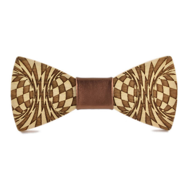 Pajarita de madera con estampado de grabado creativo para hombre.