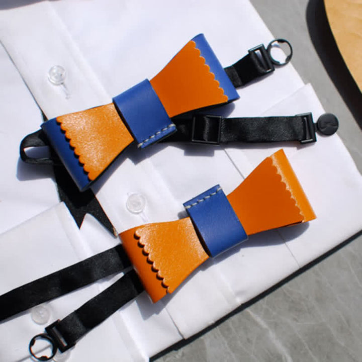 Pajarita de cuero curtido con combinación de colores única para hombre