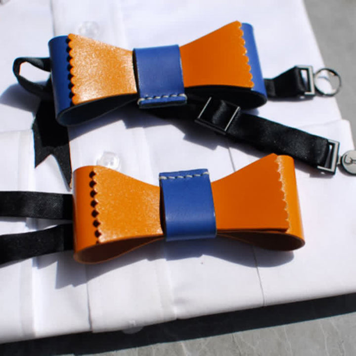 Pajarita de cuero curtido con combinación de colores única para hombre