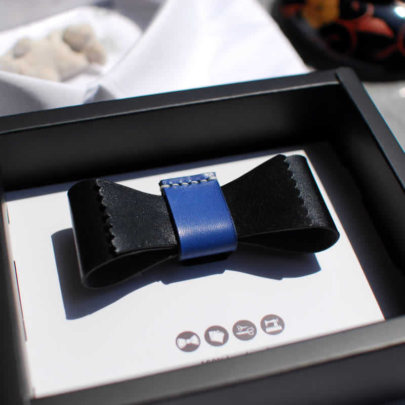 Pajarita de cuero curtido con combinación de colores única para hombre