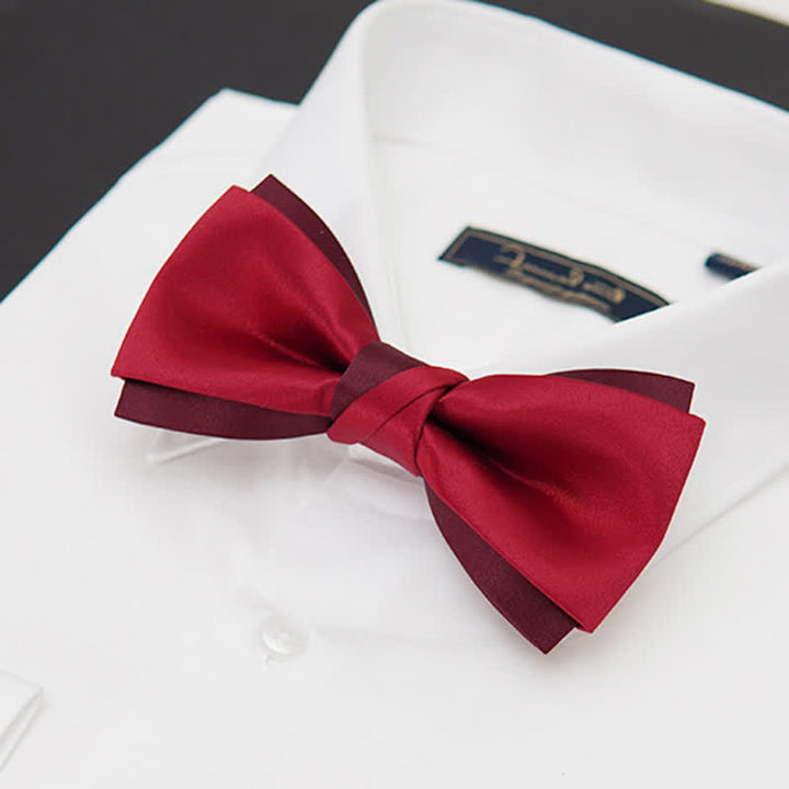 Pajarita formal de esmoquin de dos capas roja para hombre