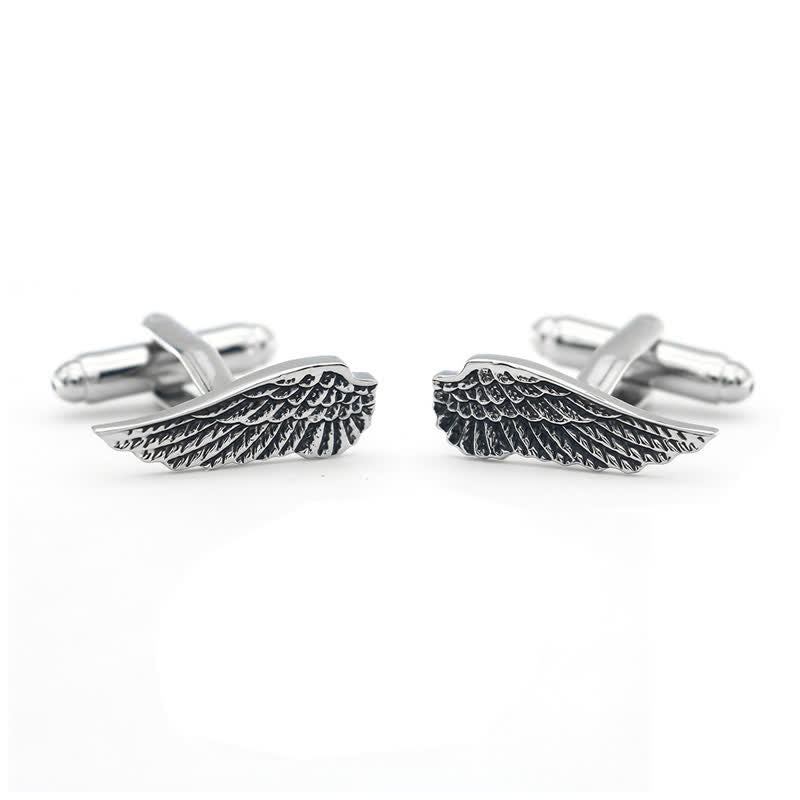 Gemelos de alas de ángel en plata y negro para hombre