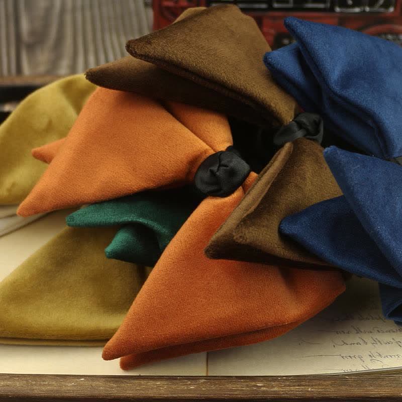 Pajarita de boda de terciopelo de gran tamaño y punta para hombre