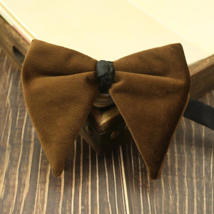 Pajarita de boda de terciopelo de gran tamaño y punta para hombre