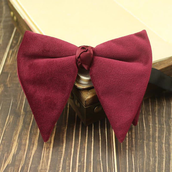Pajarita de boda de terciopelo de gran tamaño y punta para hombre