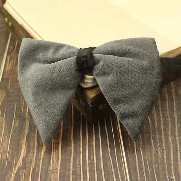 Pajarita de boda de terciopelo de gran tamaño y punta para hombre