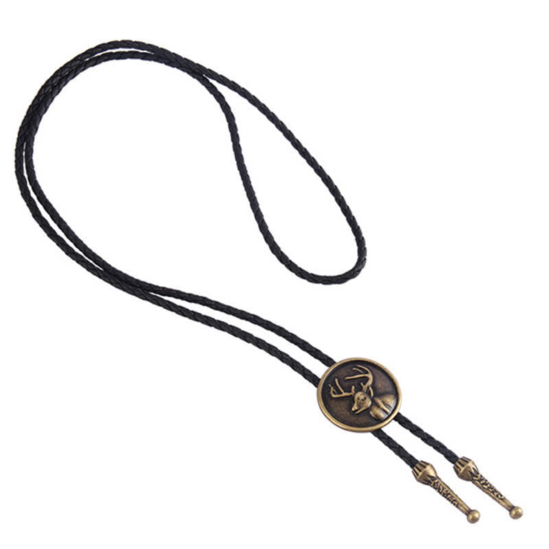 Corbata de bolo de rodeo con cabeza de ciervo del oeste de vaquero