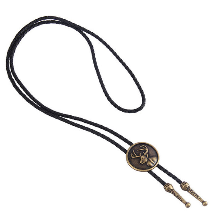 Corbata de bolo de rodeo con cabeza de ciervo del oeste de vaquero