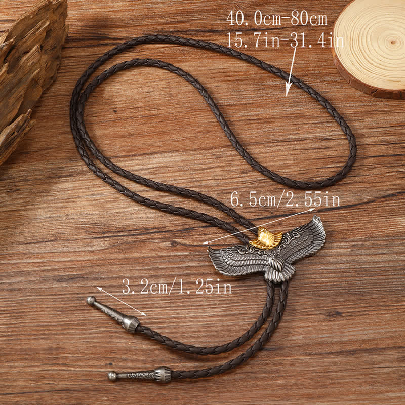 Corbata de bolo con diseño retro de águila volando con las alas extendidas