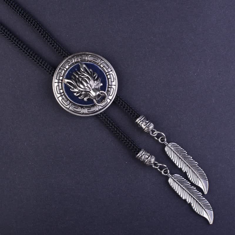 Corbata bolo con colgante de cabeza de lobo 3D de vaquero