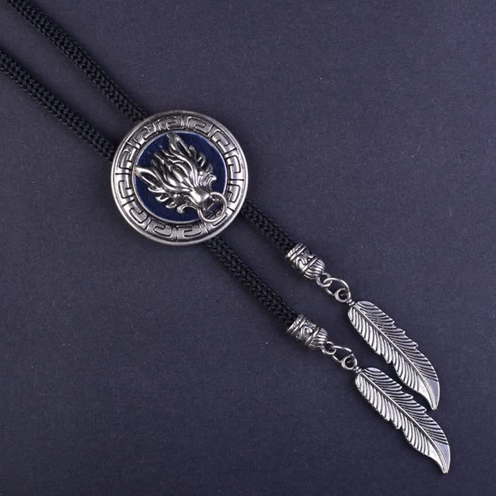 Corbata bolo con colgante de cabeza de lobo 3D de vaquero