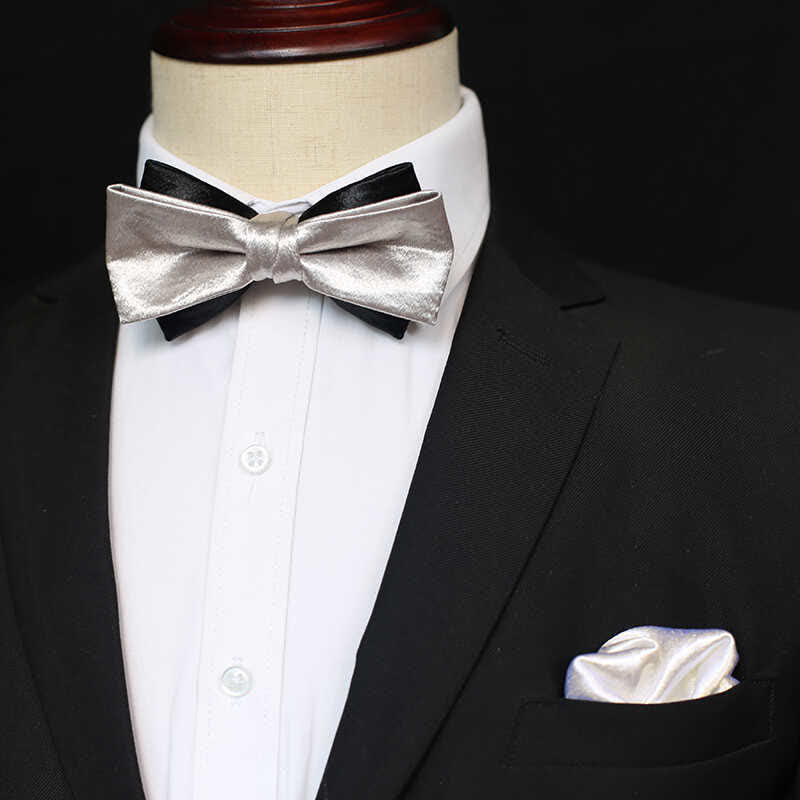 Pajarita negra de doble capa Gainsboro para hombre
