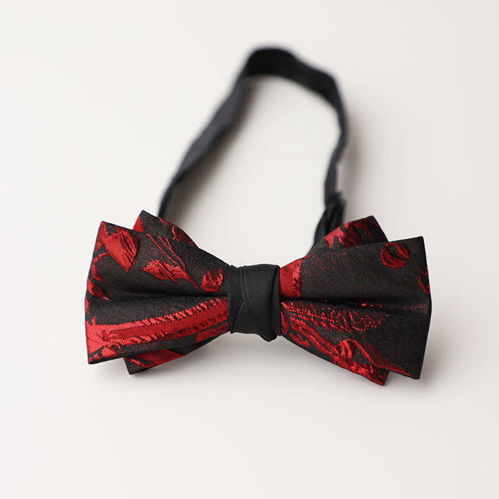 Pajarita negra con estampado floral rojo para hombre