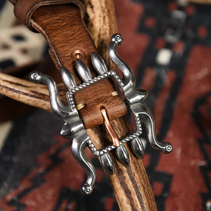 Cinturón de cuero con hebilla de pulpo moderno y estilo punk para hombre