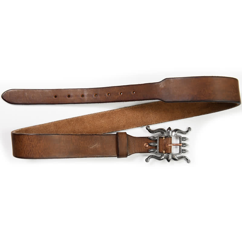 Cinturón de cuero con hebilla de pulpo moderno y estilo punk para hombre