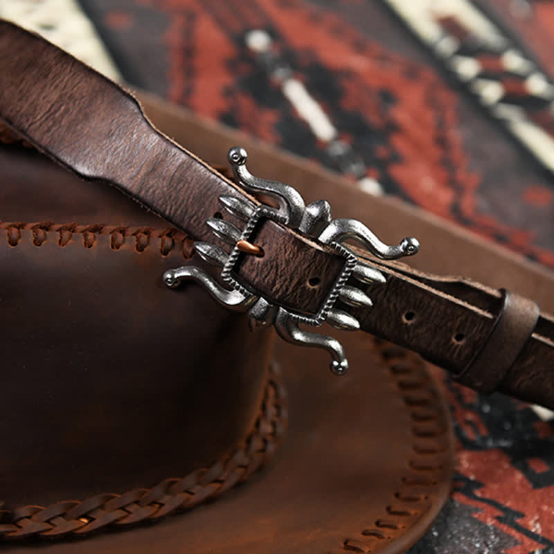 Cinturón de cuero con hebilla de pulpo moderno y estilo punk para hombre