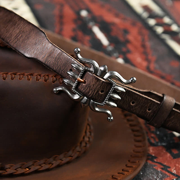 Cinturón de cuero con hebilla de pulpo moderno y estilo punk para hombre