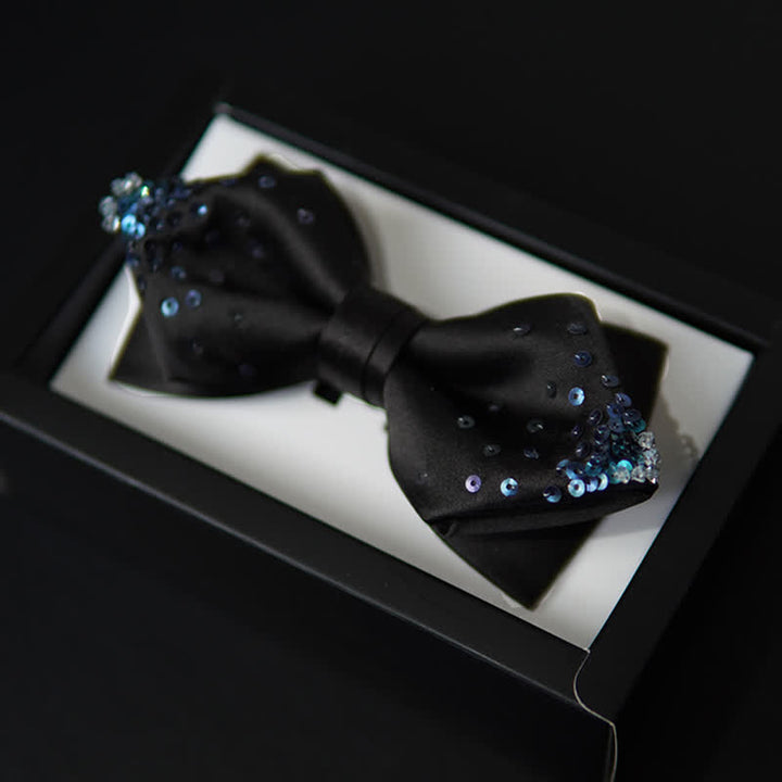 Pajarita puntiaguda con lentejuelas azules degradadas para hombre