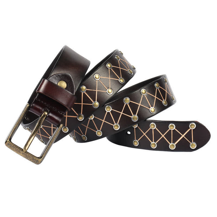 Cinturón de cuero vintage con tachuelas y remaches estilo punk para hombre