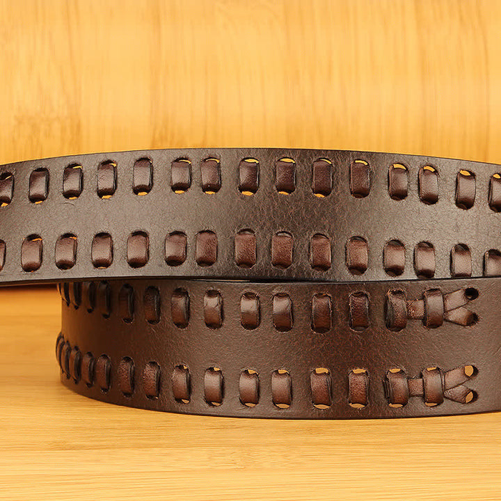 Cinturón de cuero tejido para jeans de trabajo informal para hombres