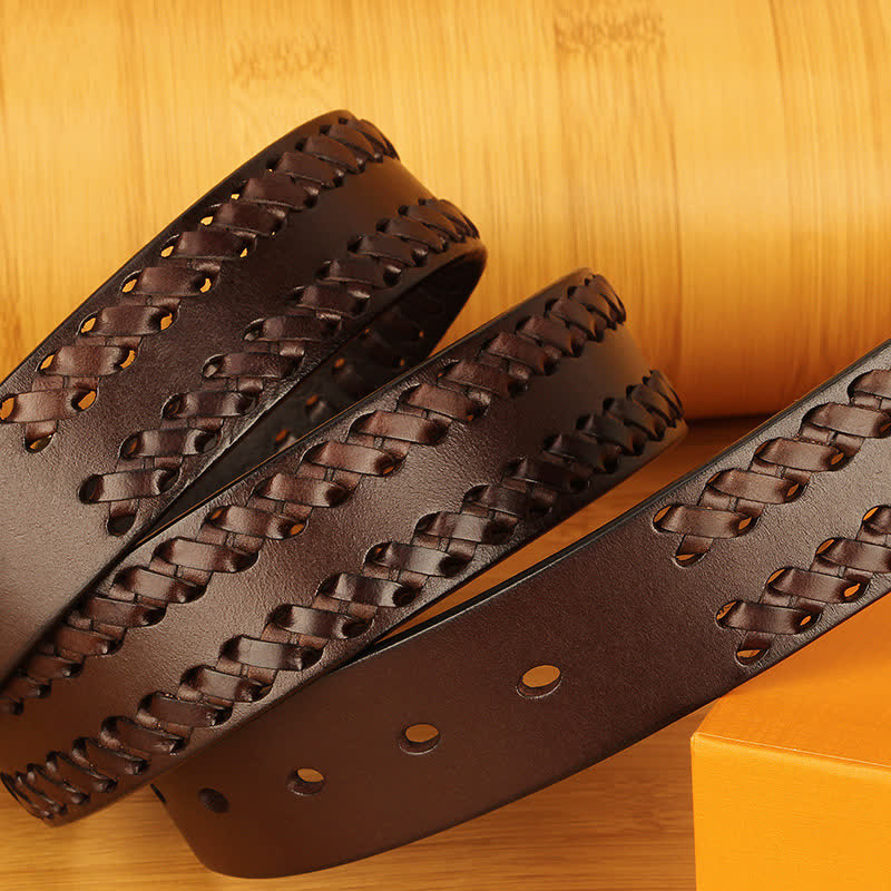 Cinturón de cuero tejido para jeans de trabajo informal para hombres