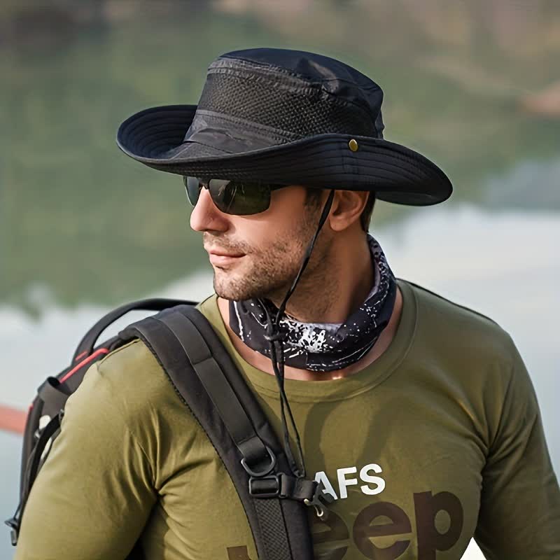 Sombrero de pescador para viajes de playa con protección solar de verano para hombre