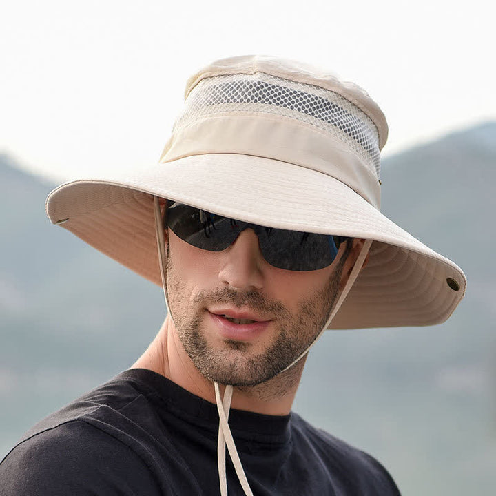 Sombrero de pescador de ala grande de malla transpirable para exteriores para hombre