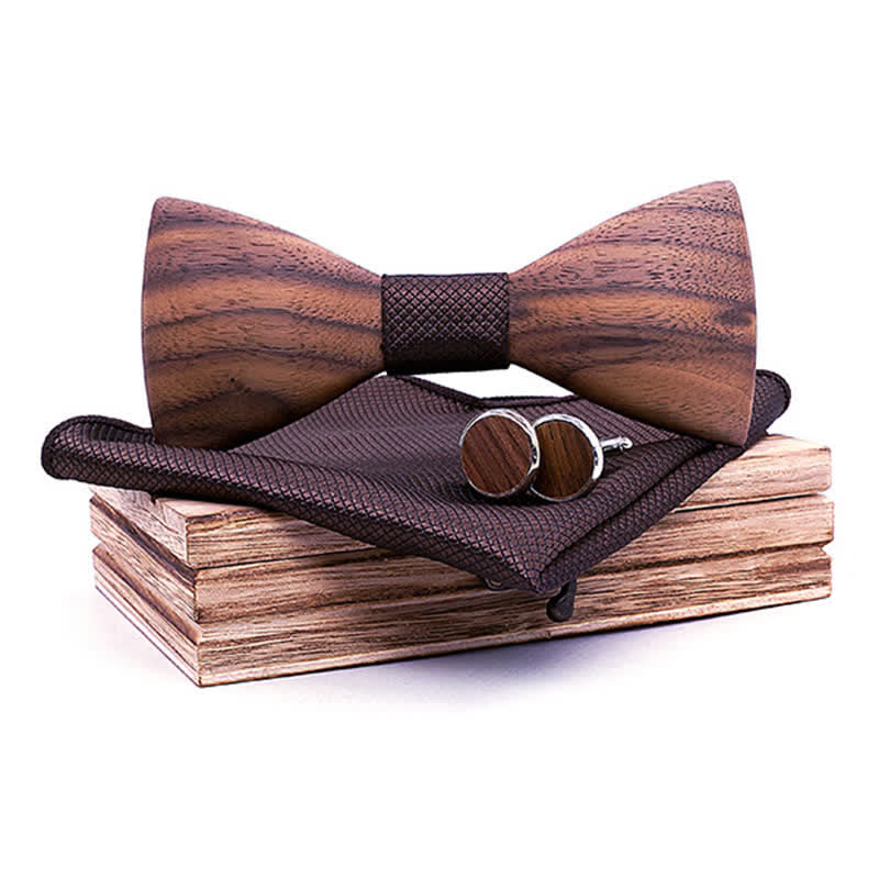 Juego de 3 pajaritas de madera de nogal negro para hombre