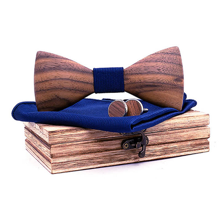 Juego de 3 pajaritas de madera de nogal negro para hombre