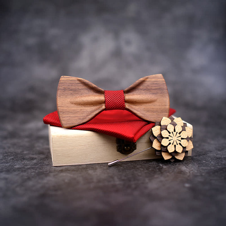 Juego de 3 pajaritas decorativas de madera natural para hombre