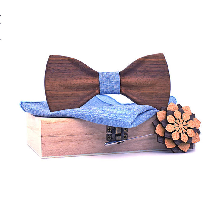 Juego de 3 pajaritas decorativas de madera natural para hombre