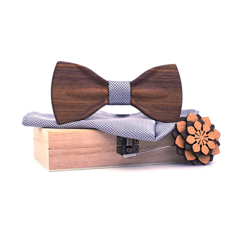 Juego de 3 pajaritas decorativas de madera natural para hombre