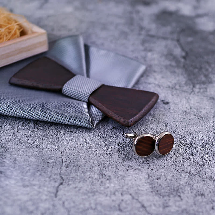 Juego de 3 pajaritas clásicas de madera negra retro para hombre