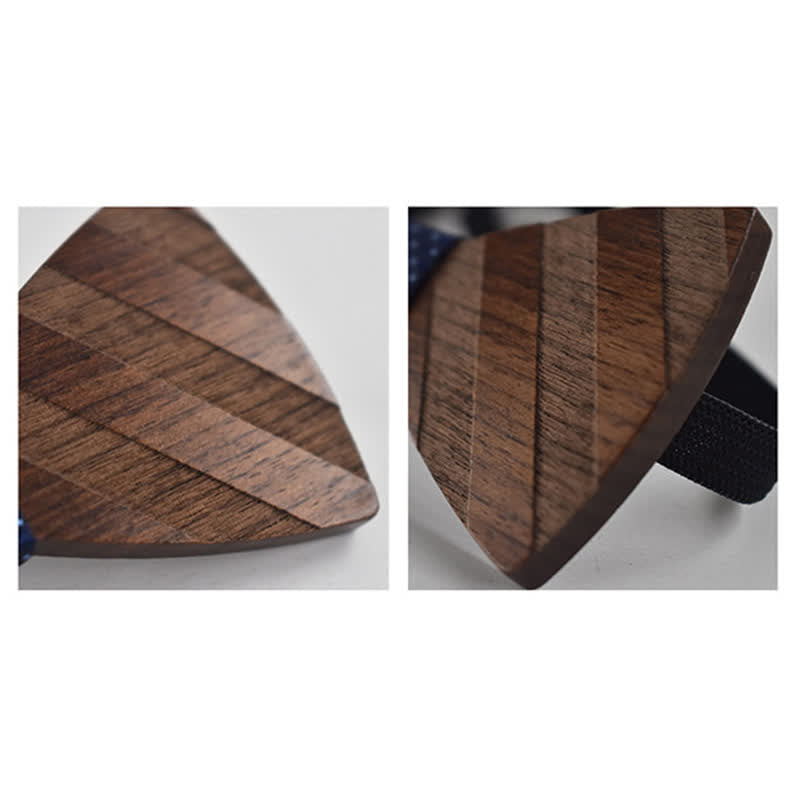 Juego de 4 pajaritas de madera con diseño de rayas formales para hombre