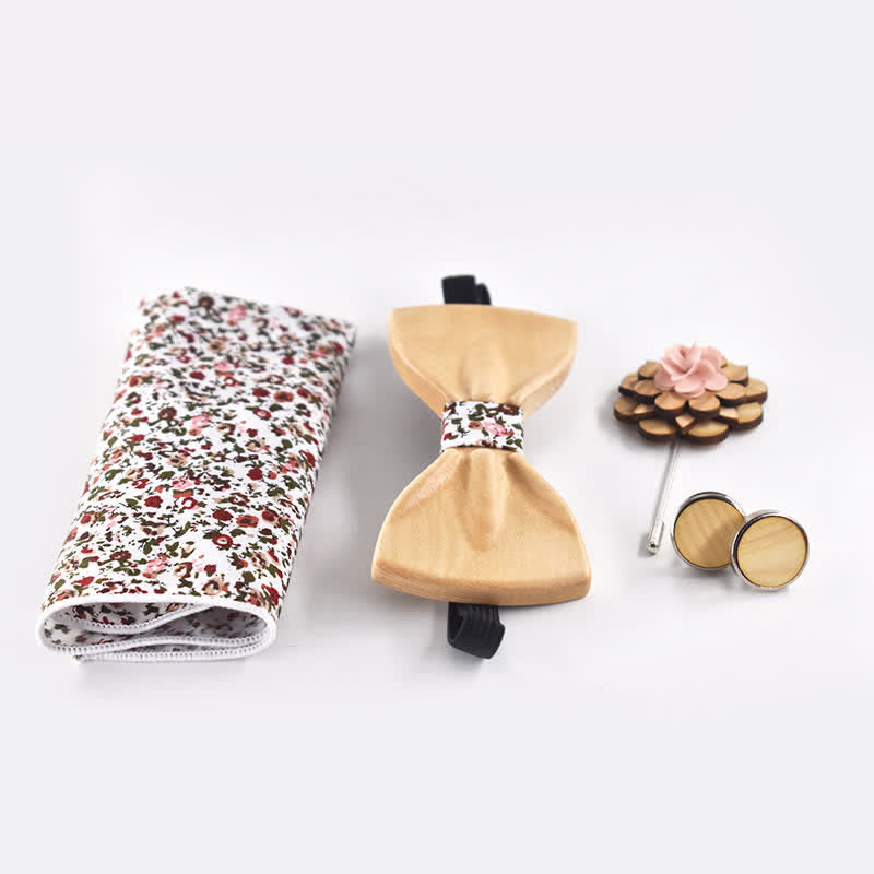 Juego de 4 pajaritas de madera con diseño 3D de moda para hombre.